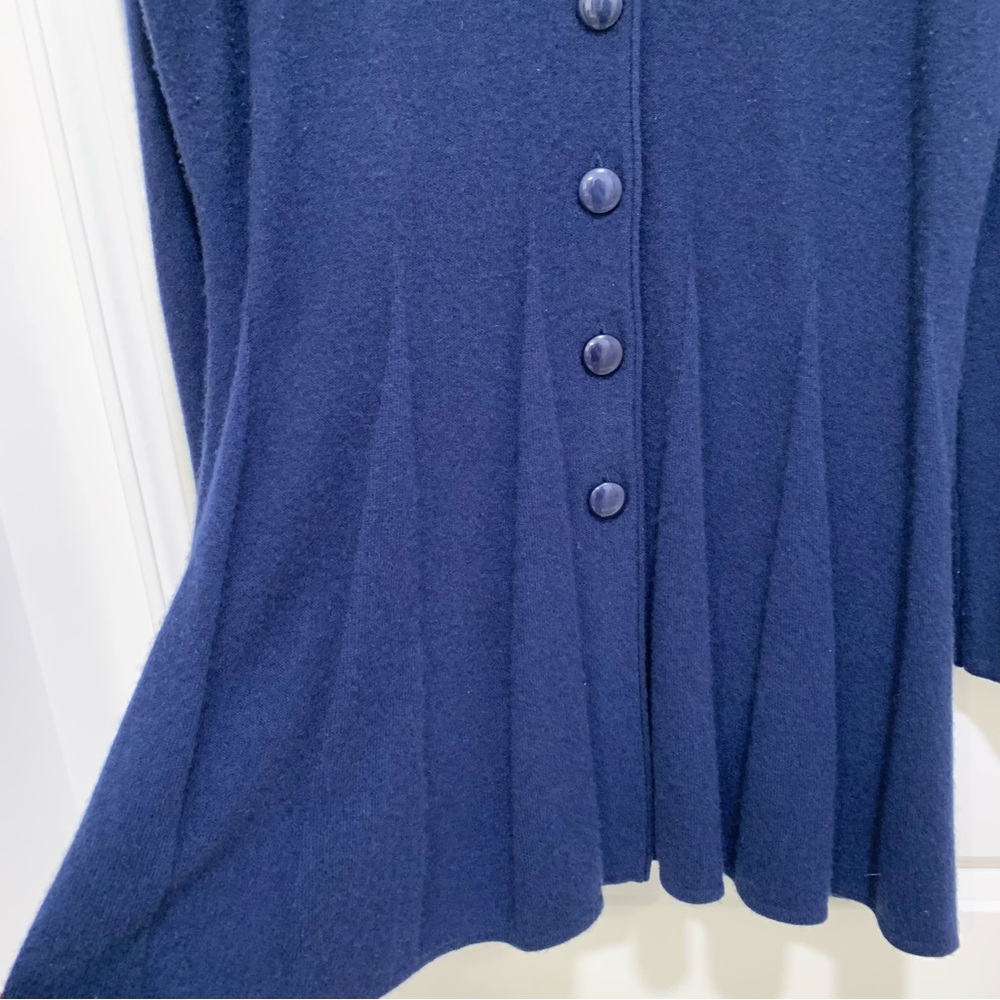 Armani Collezioni Vintage Navy Blue 100% Cashmere Pleated Cardigan Size 12 - Picture 5 of 11